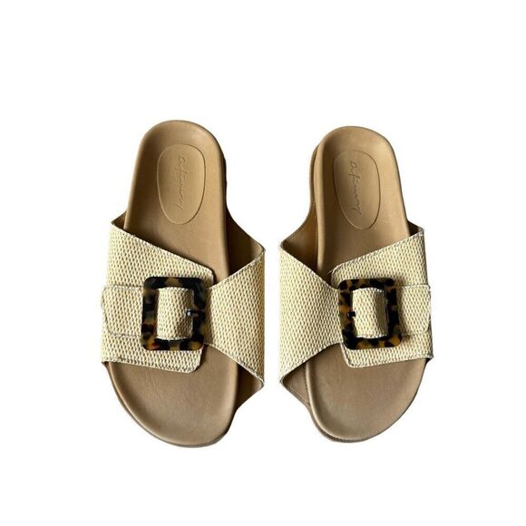 Definery Women's Beige Loop Raffia Buckle Slide Sandals Size US 10 EU 40 - Picture 2 of 8